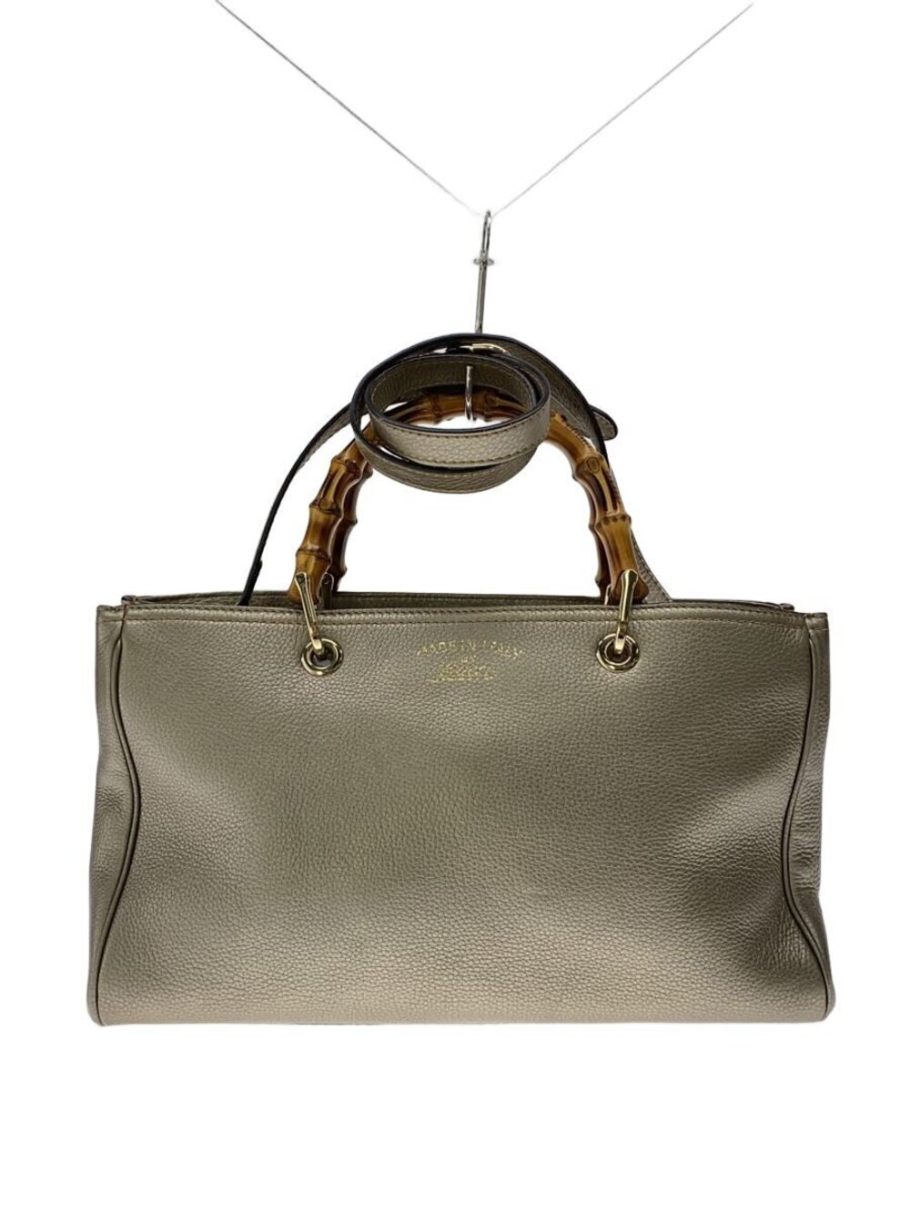 Gucci Handbag Bamboo Shopper Leather Beige Tan